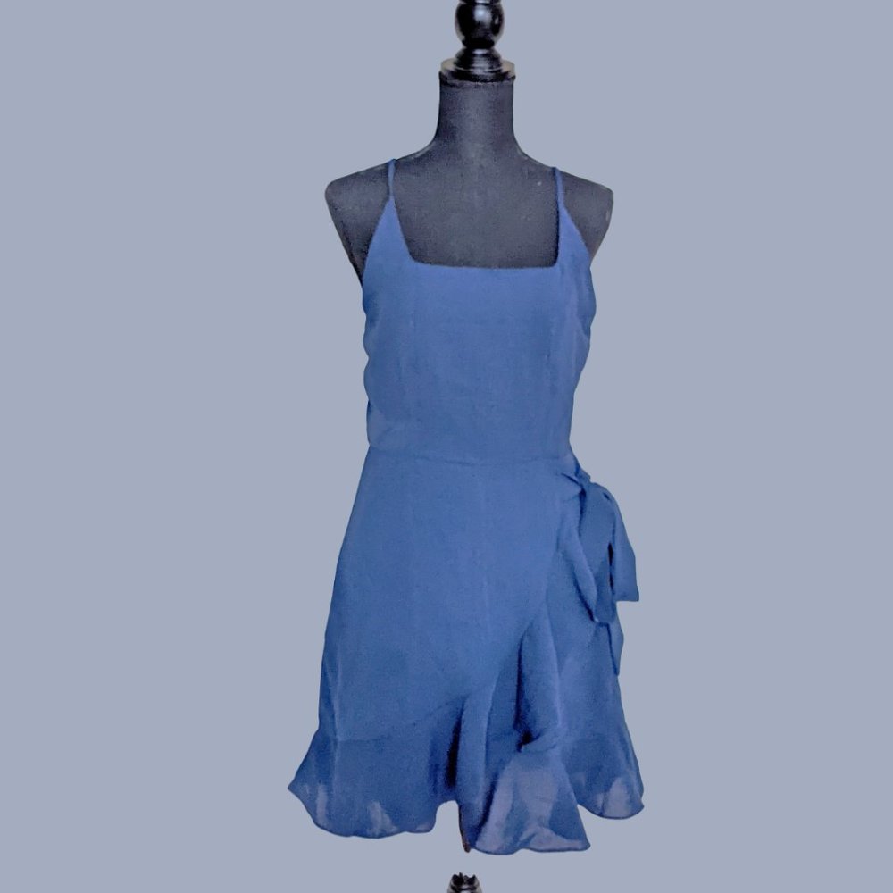 Navy blue ruffle mini dress size M